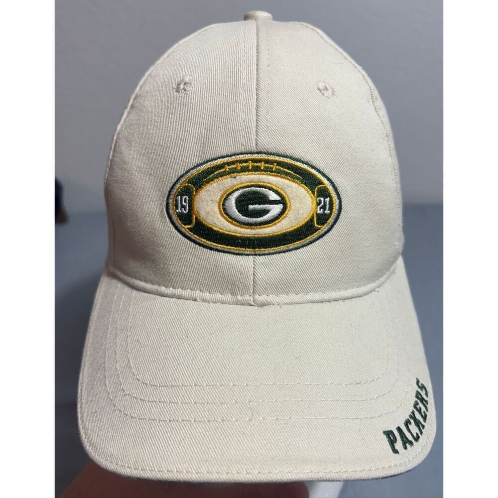 Vintage Green Bay Packers Hat Strap Back NFL Football Green Tan Cap Game Day